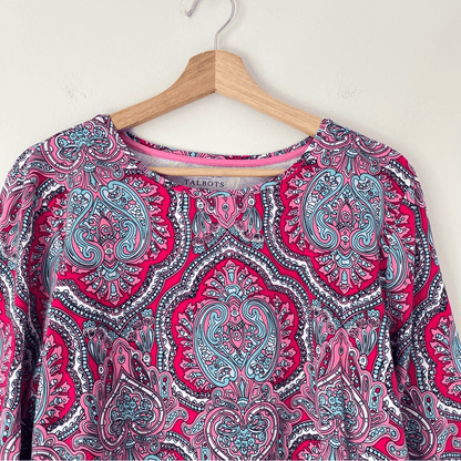 Talbots Classic Cotton Crewneck Tee in Mod Paisley Size XLP