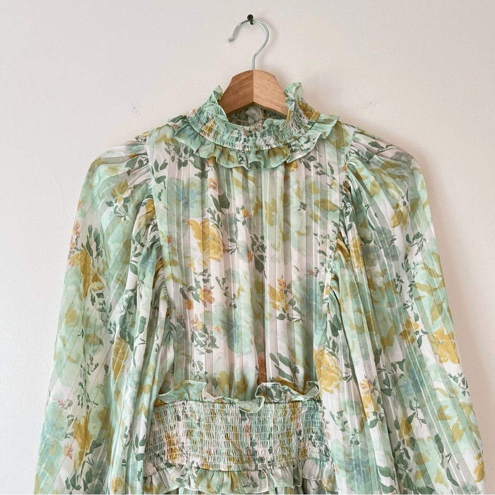 Free People x Elliatt Ophelia Playsuit Romper Floral Size Medium Mint Green