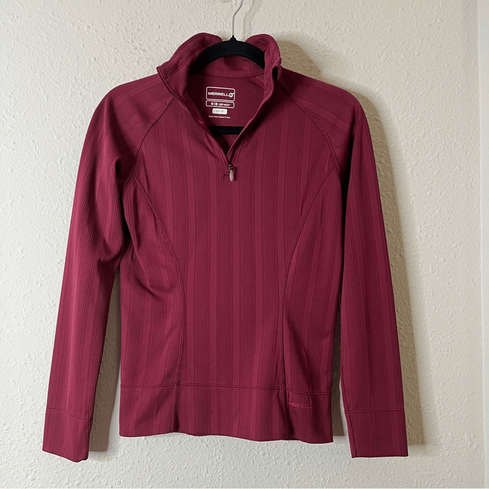 Merrell Long Sleeve Base Layer Quarter Zip Burgundy Size XS