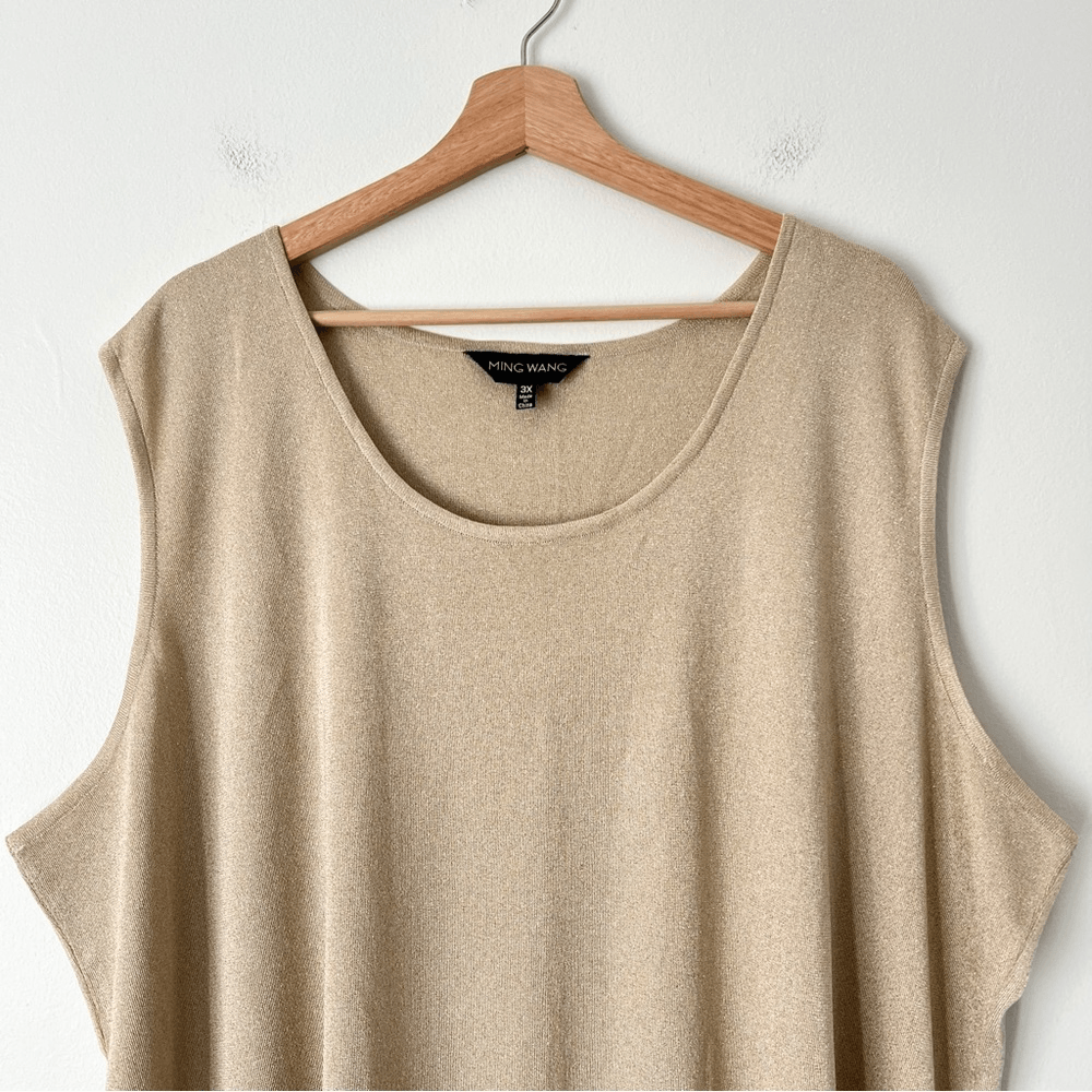 Ming Wang Metallic Gold Shimmer Tank Shell Top Plus Size 3X