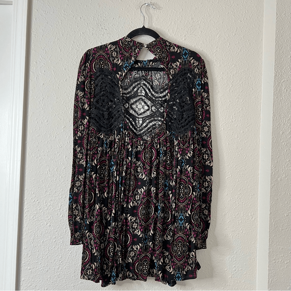 Free People Sweet Thang Printed Black Tunic Combo Size Small