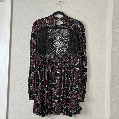 Free People Sweet Thang Printed Black Tunic Combo Size Small