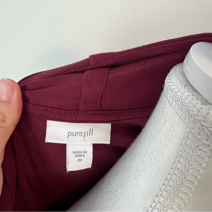 J. Jill Pure Jill Burgundy Cardigan Draped Two-Way Jacket or Wrap Long Sleeve