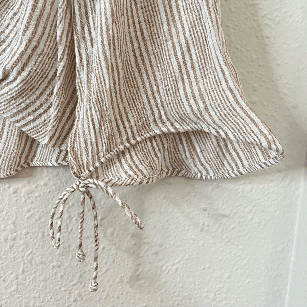 Derek Lam 10 Crosby Striped Long Sleeve Blouse Size 6 Cotton Neutral Classic