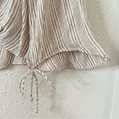 Derek Lam 10 Crosby Striped Long Sleeve Blouse Size 6 Cotton Neutral Classic