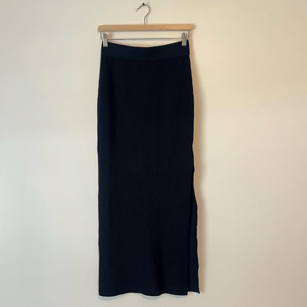 The Drop Tyler Ribbed Black Maxi Knit Skirt NEW Size Small