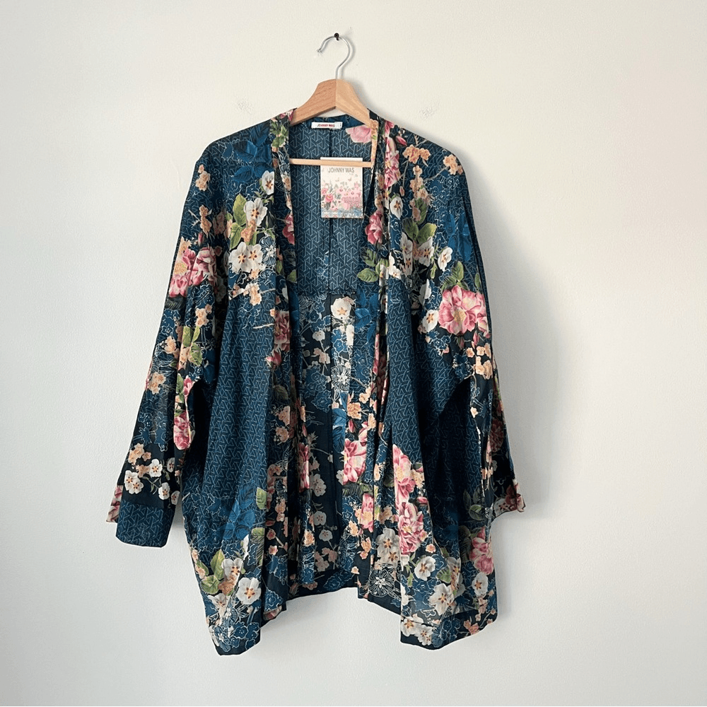 Johnny Was Cardi Timmie Print Floral Kimono Top NEW Plus Size 2X