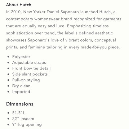 Anthropologie Hutch Satin Bow-Tie Jumpsuit NEW Size Medium