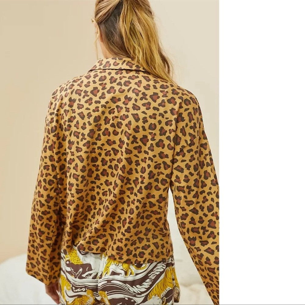 Anthropologie Spotted Pajama Top NEW Size Medium Petites