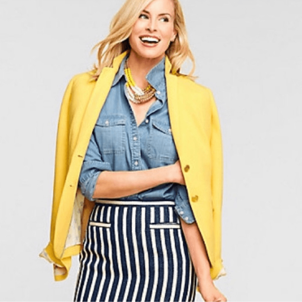 Talbots Aberdeen Yellow Cotton Knit Blazer Size 4P