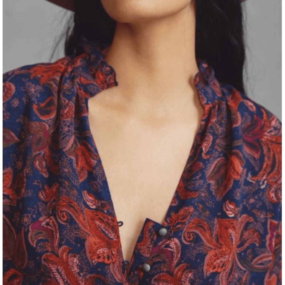 Anthropologie Pilcro The Tavi Floral Buttondown Blouse Top Size XS