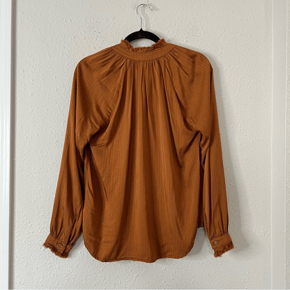 Cloth & Stone Ruffle Long Sleeve Blouse Size Small Dotted