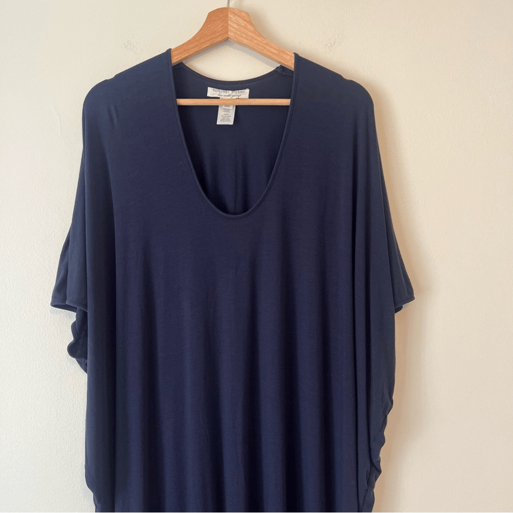 Barefoot Dreams Luxe Milk Jersey Caftan Navy Blue OS
