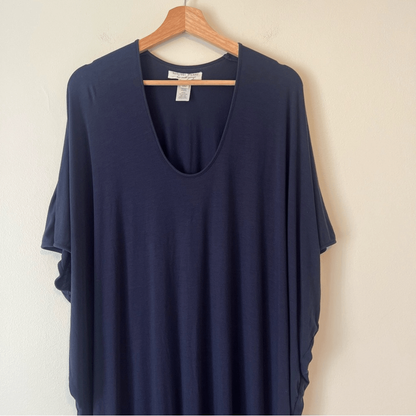 Barefoot Dreams Luxe Milk Jersey Caftan Navy Blue OS