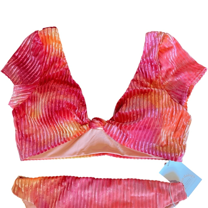 Dippin Daisys Tie Dye Bikini Set XL Seashore Bottom Vision Top NEW Pink Orange