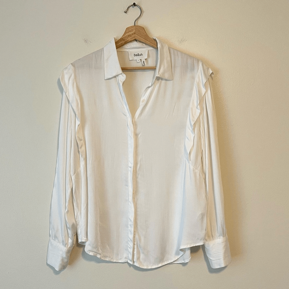 BA&SH Alia Lady Shirt in Ecru / Off White Long Sleeve Size Large US 8