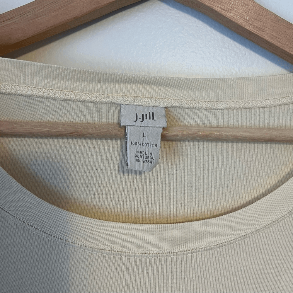 J. Jill Butter Yellow Supima Tunic Pullover Sweatshirt Size Large %100 Cotton