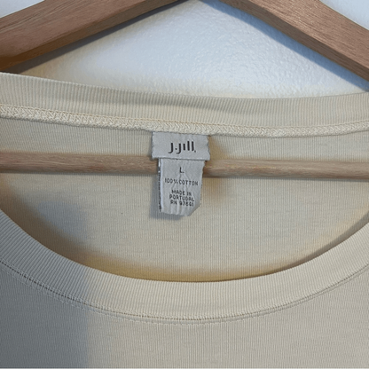 J. Jill Butter Yellow Supima Tunic Pullover Sweatshirt Size Large %100 Cotton