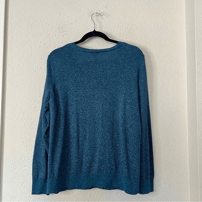 Talbots Metallic Shimmer Cardigan Sweater Plus Size 1X Holiday Festive