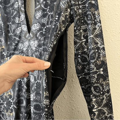 Free People Cabaret Paisley Floral Whimsical Cutout Maxi Long Sleeve Dress M