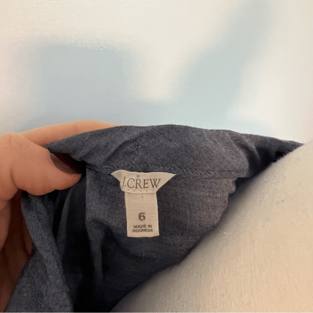 J. Crew Peasant Chambray Long Sleeves Eyelet Blouse Top Size 6 Long Sleeve