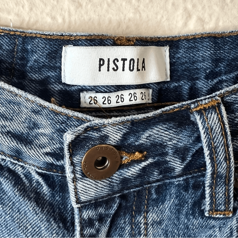 Pistola Kylee Luna Relaxed High Rise Cuffed Distressed Denim Jean Shorts Size 26