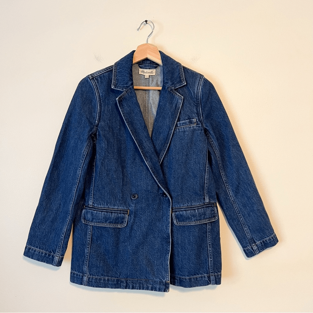 Madewell Denim Blazer Size XXS Oversized Relaxed Fit