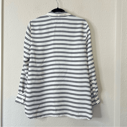 Talbots Boyfriend Button Down Shirt Blouse Striped Size Medium