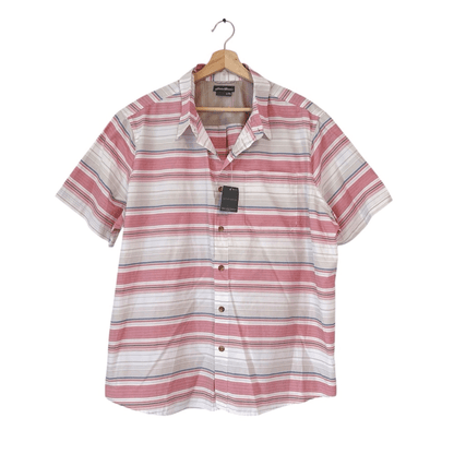 Eddie Bauer Men's Short Sleeve Striped On The Go Button Down Shirt NEW Size 2XL