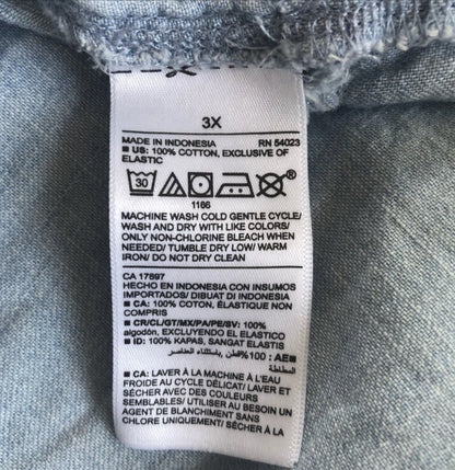 Old Navy Womens Fit & Flare Puff-Sleeve Smocked Jean Mini Dress NEW Plus Size 3X