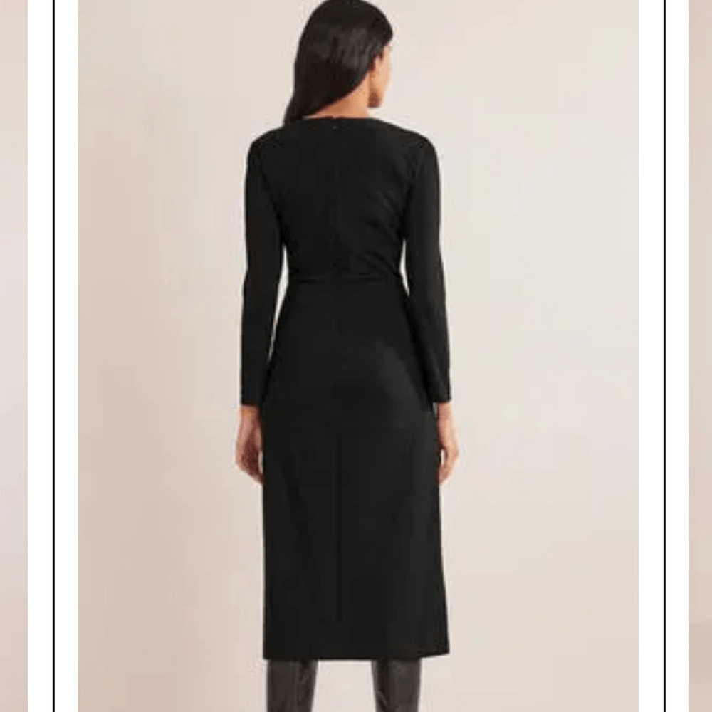 Boden Black Column Midi Dress NEW Size 12 Petite Long Sleeve