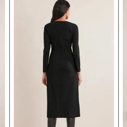 Boden Black Column Midi Dress NEW Size 12 Petite Long Sleeve