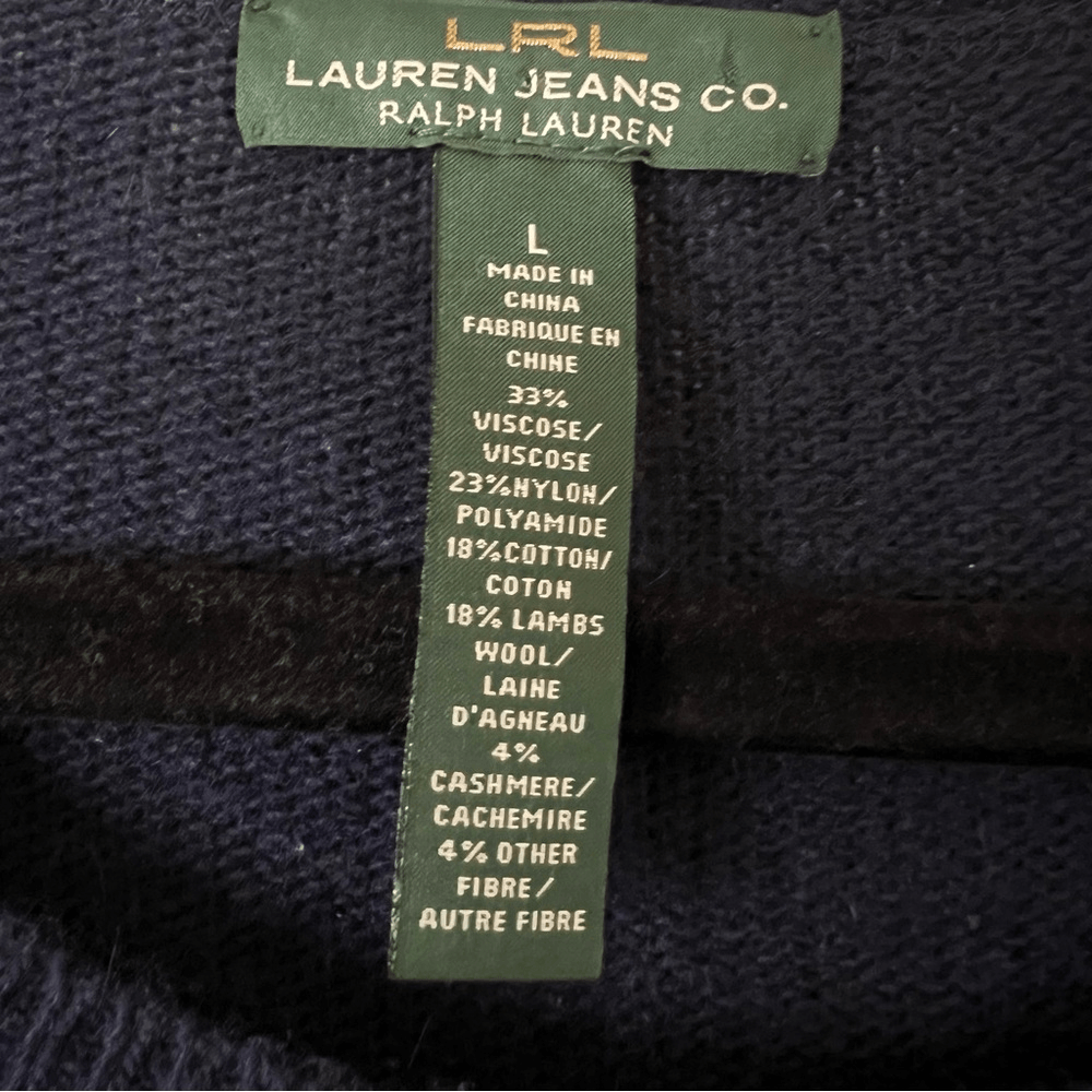 Lauren Ralph Lauren Wool Cashmere Blend Blue Striped Sweater Size Large