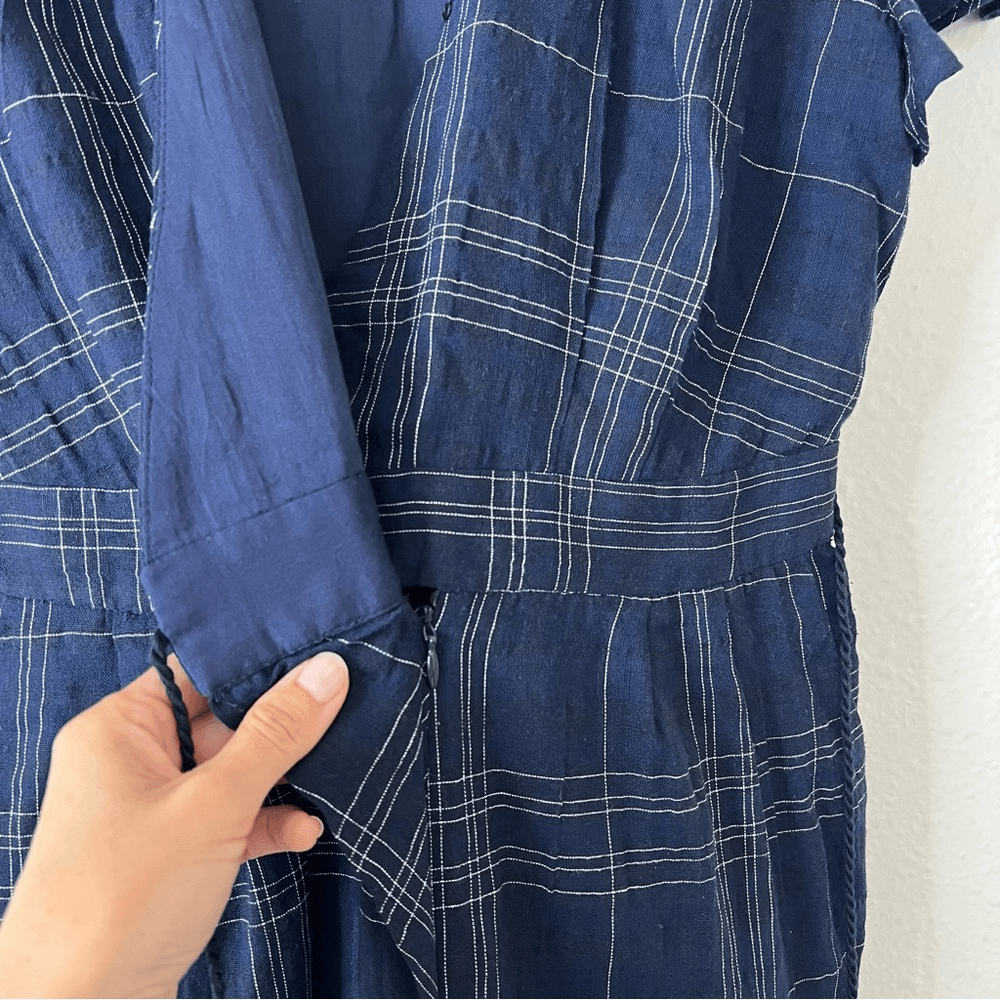 Anthropologie Greylin Misla Cotton Blend Wrap Plaid Romper  Size Small