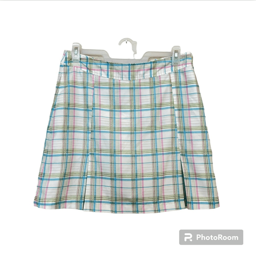 Athleta Pastel Plaid Pleated Golf Skirt Size 12