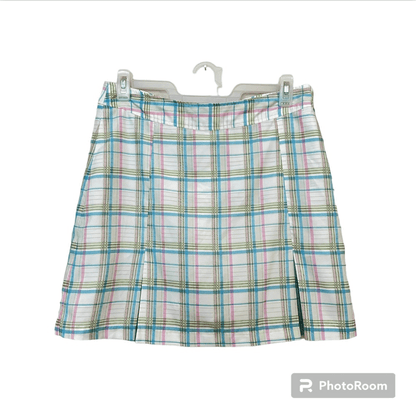 Athleta Pastel Plaid Pleated Golf Skirt Size 12