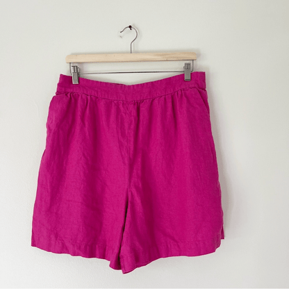 Boden 100% Linen Pink Pull on Shorts Size 10 Barbiecore Coastal Vacation
