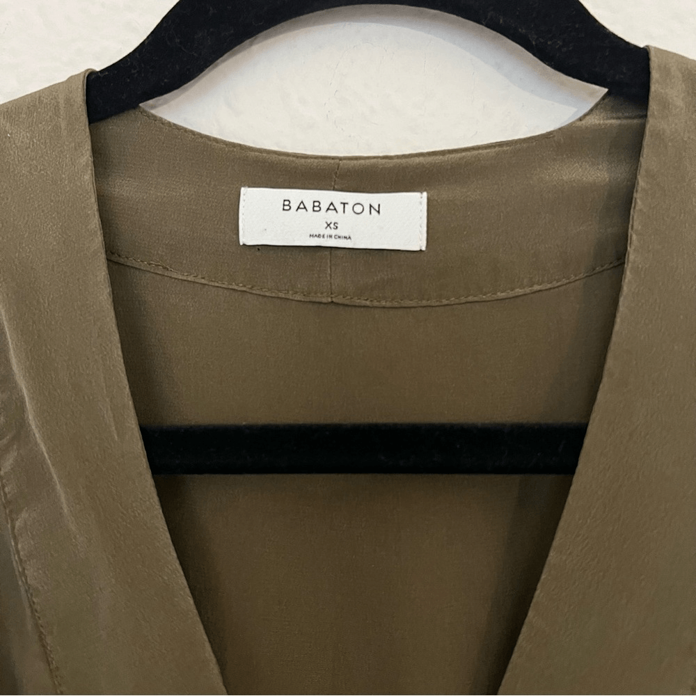 Aritzia Babaton Corbett Olive Green Silk Romper Size XS