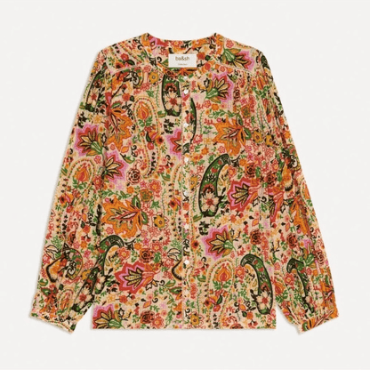 Ba&sh Bianca Long Sleeve Floral Blouse In Vert Small NEW Bohemian