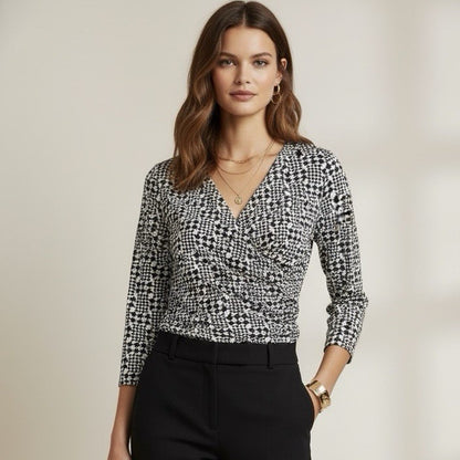 Talbots Surplice Wrap 3/4 Sleeves Blouse Top Size Small Petites