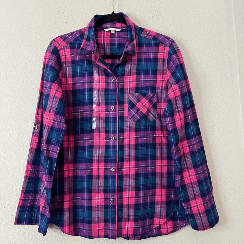 Victoria's Secret Plaid Flannel Pajama Top NEW Size Medium