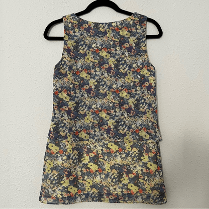 Cabi Positano Floral Print Tiered Tunic Blouse Top Size XS