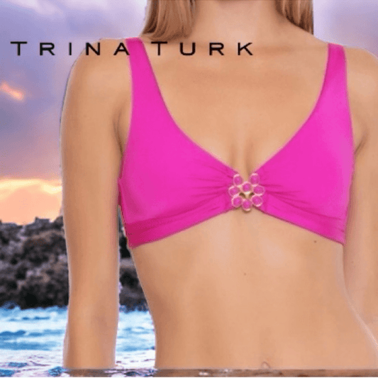 Trina Turk Atlas Buckle Bikini Top NEW in Pink Size 6
