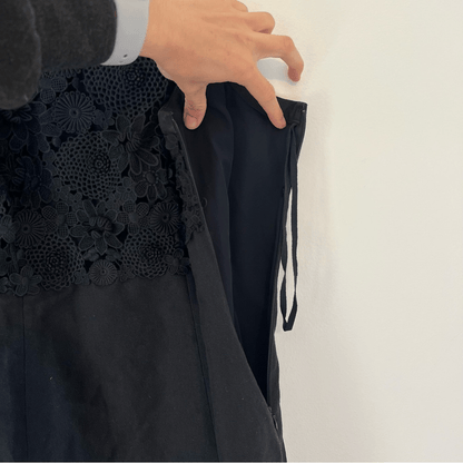 Anthropologie Postmark Oleander Blk Cotton Linen Floral Lace Sheath Dress Size 6