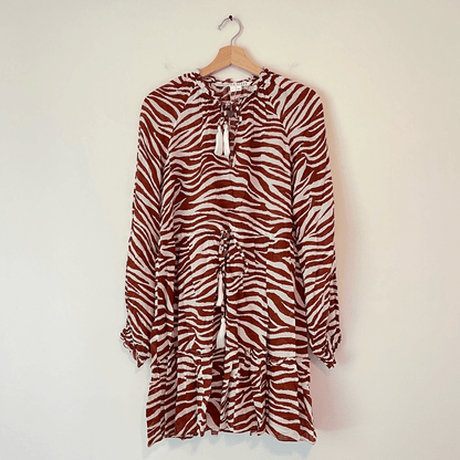 Veronica Beard Danica Cover Up Dress Size Large Animal Print Long Sleeve