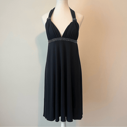 Express Halter Beaded Black Mini Dress Size Small Y2K 90s