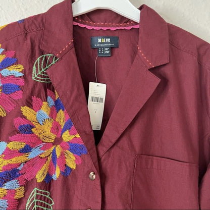 Anthropologie Maeve Embroidered Button Down Shirt NEW Size 8