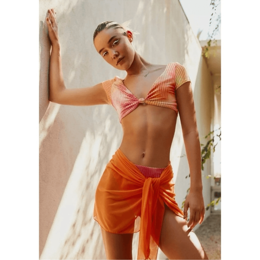 Dippin Daisys Tie Dye Bikini Set XL Seashore Bottom Vision Top NEW Pink Orange