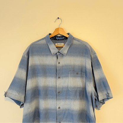 Tommy Bahama Ocean Fade Camp Shirt Button Down Size 2XLB Short Sleeve Blue
