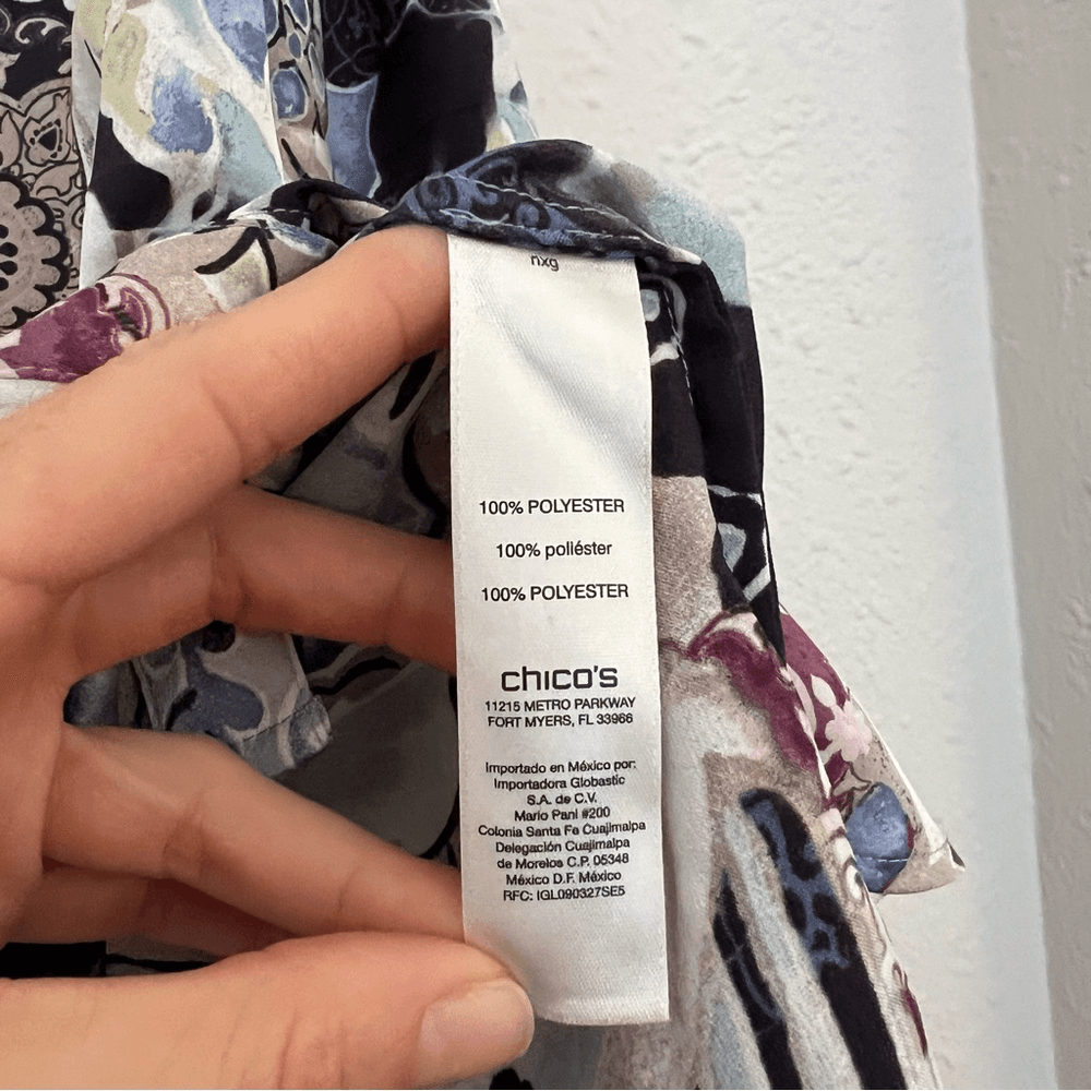 Chicos Mystic Mix Geneva BoHo Silky Shirt Blouse Button Down Paisley Size Small